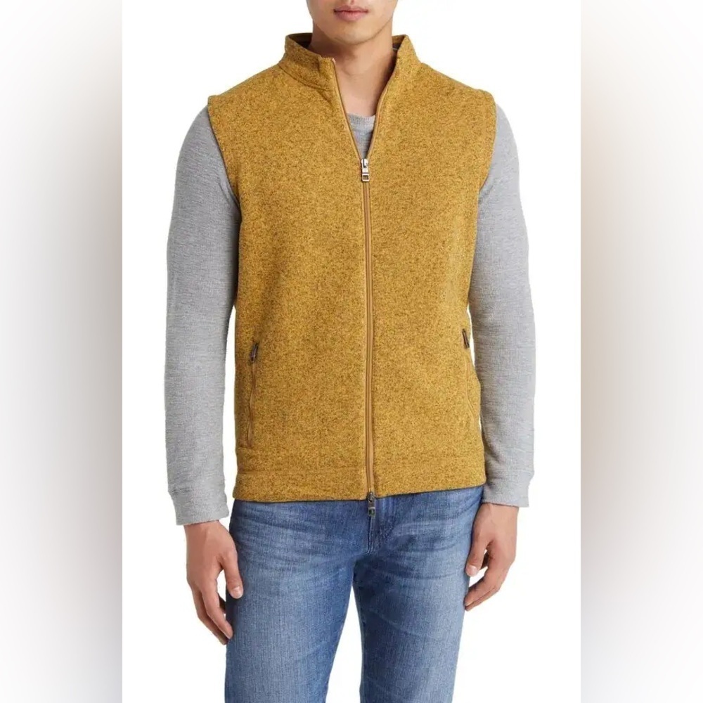 PETER MILLAR Crown Sweater Fleece Zip-Up Vest - Dijon Size XL